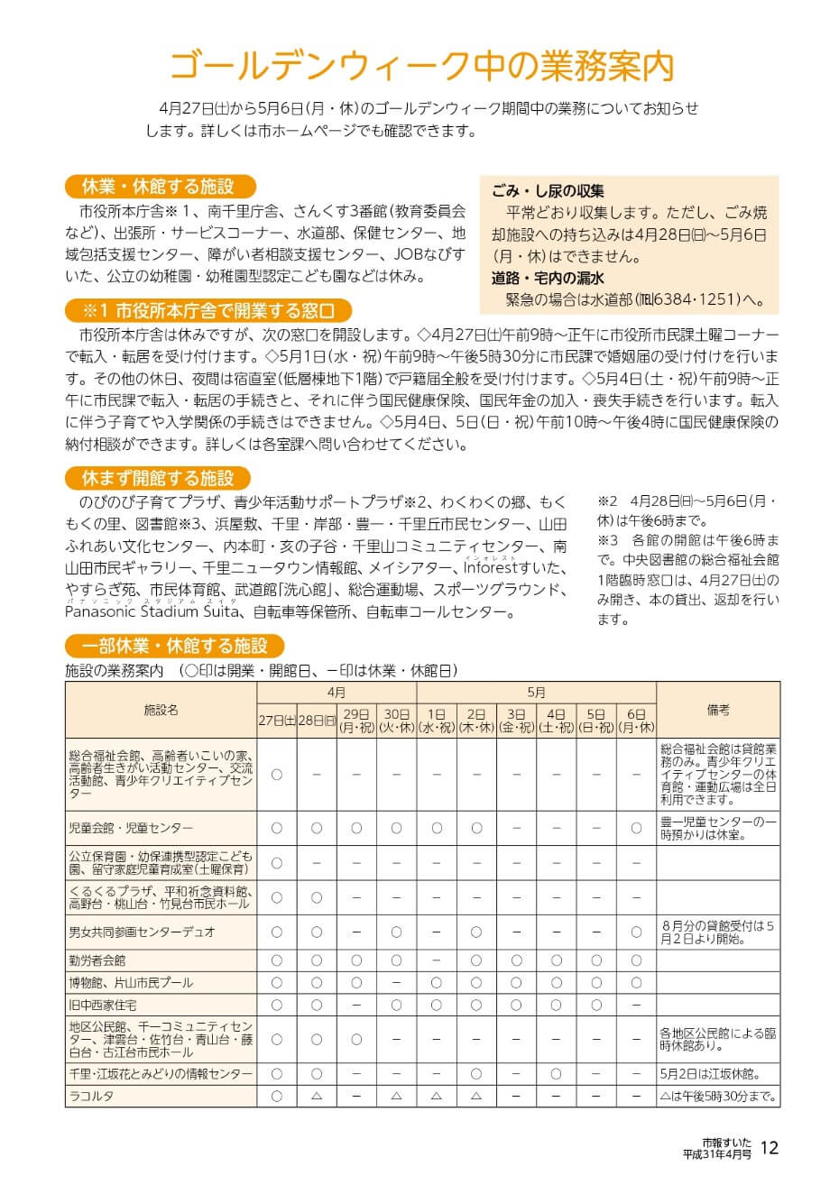 吹田市 ついにgwスタート 10連休中のゴミの収集は 突然の病気どこに行けばいい 号外net 吹田